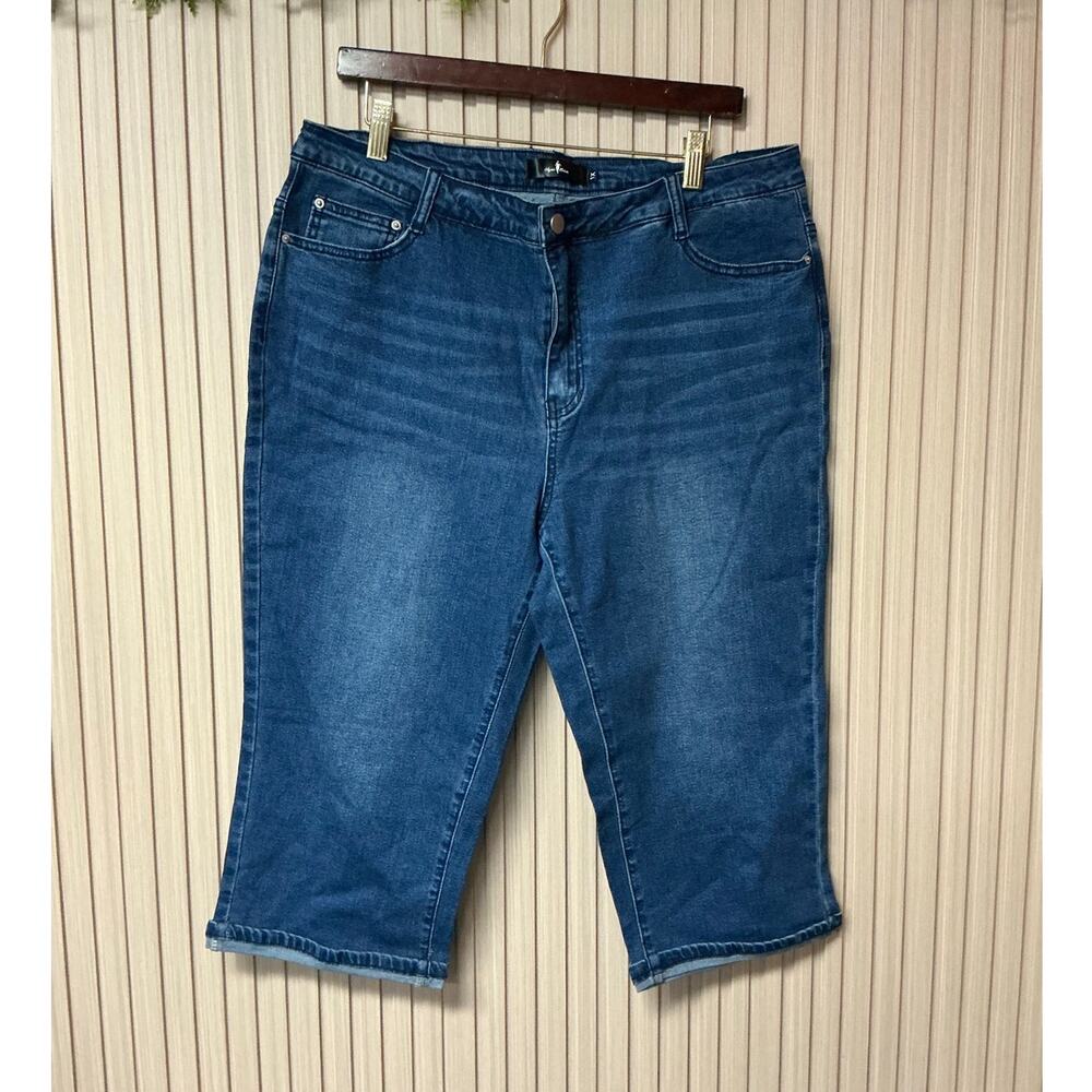Agnes Orinda Women's Plus Size Mid-Rise Knee Length Capri Jeans Size 1X